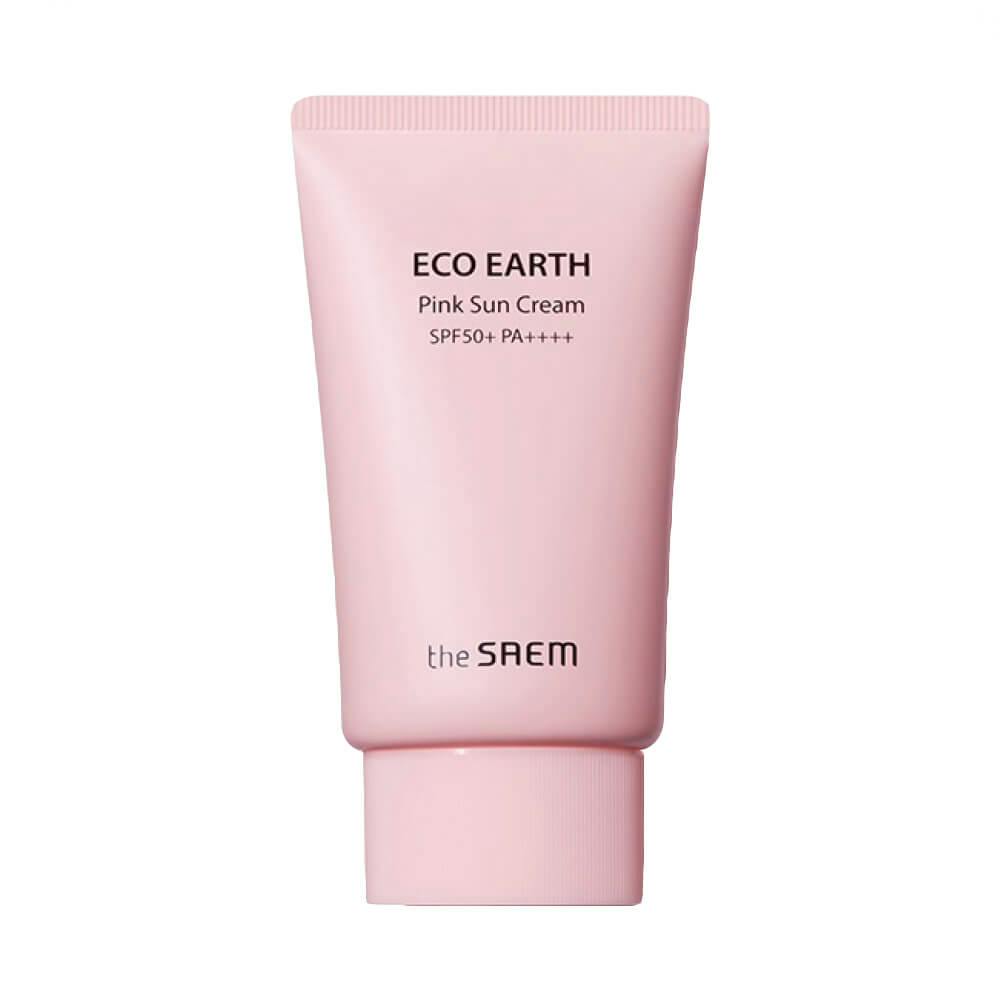 The Saem Sun Eco Earth Pink Sun Cream SPF50+ PA++++ Сонцезахисний крем для проблемної шкіри