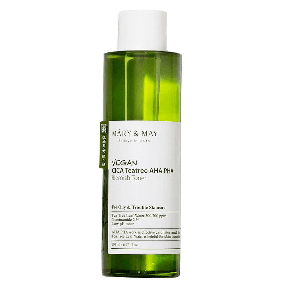Mary & May Vegan Cica Tea Tree AHA PHA Toner Тонер з центелою азіатською і чайним деревом