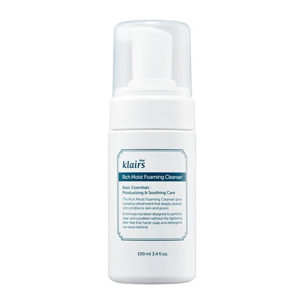 Klairs Rich Moist Foaming Cleanser Гіпоалергенна пінка, що очищає, з бета-глюканом