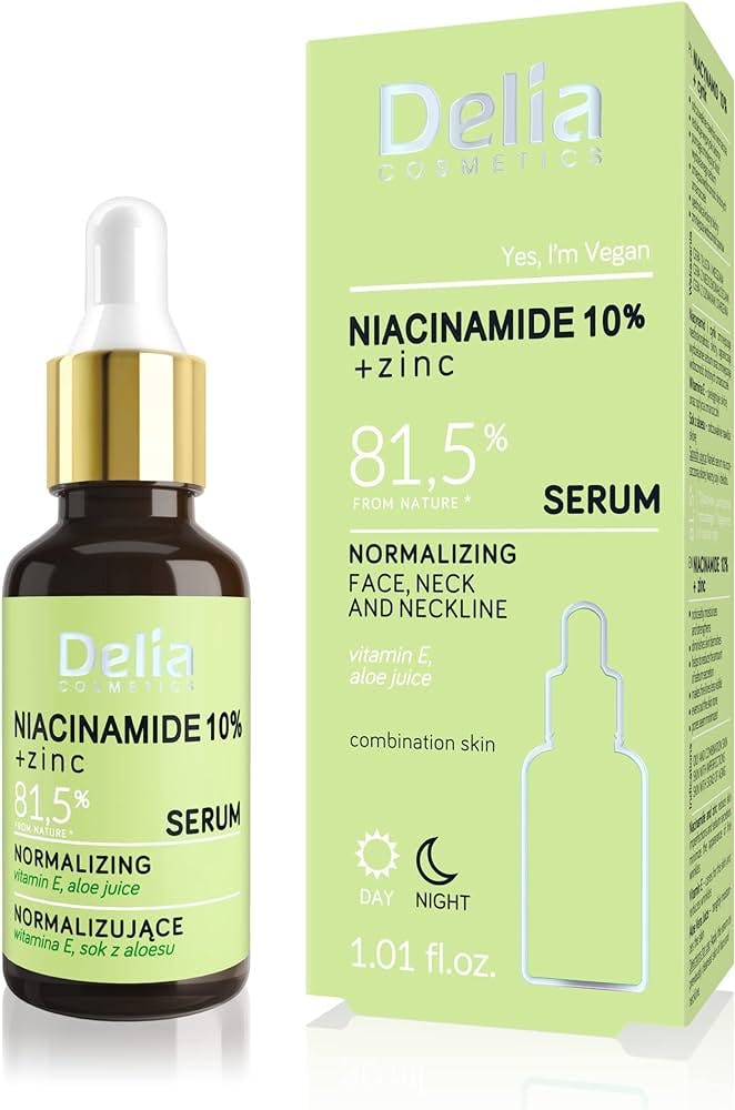 DELIA Niacinamide 10% + Zinc Нормалізувальна сироватка для обличчя, шиї та зони декольте з ніацинамідом та цинком