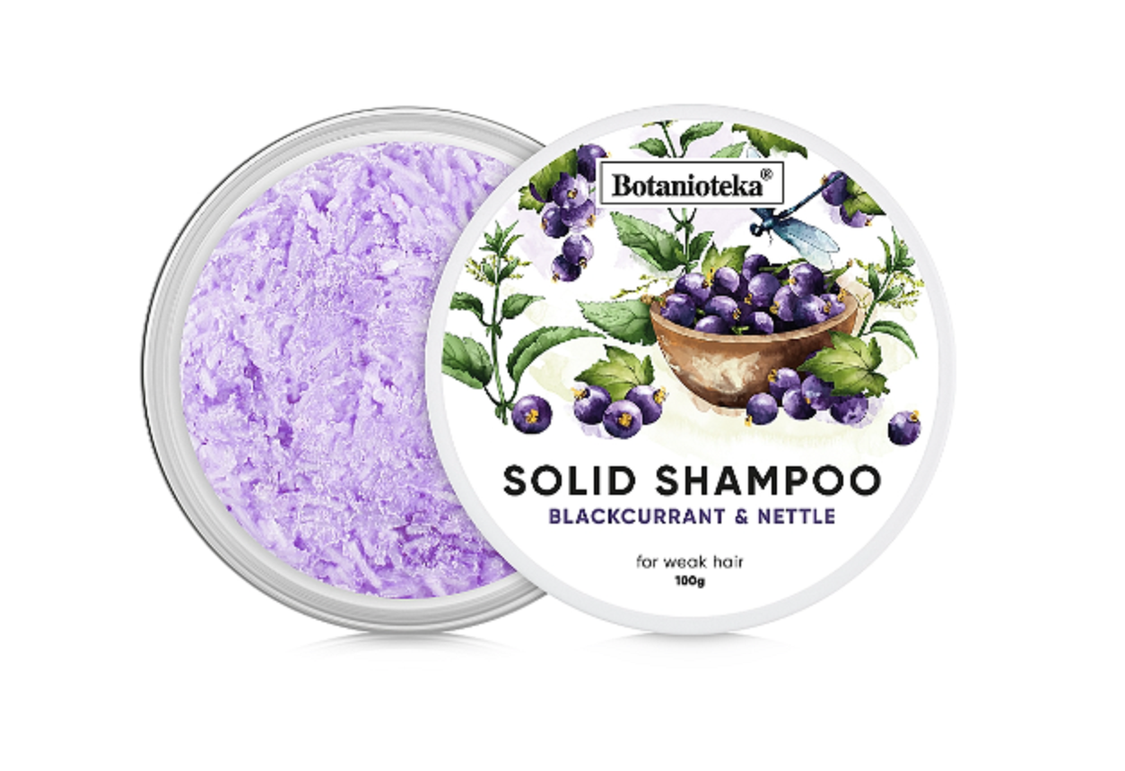 Botanioteka Solid Shampoo For Weak Hair Твердий шампунь для ослабленого волосся "Чорна смородина і кропива" Botanioteka