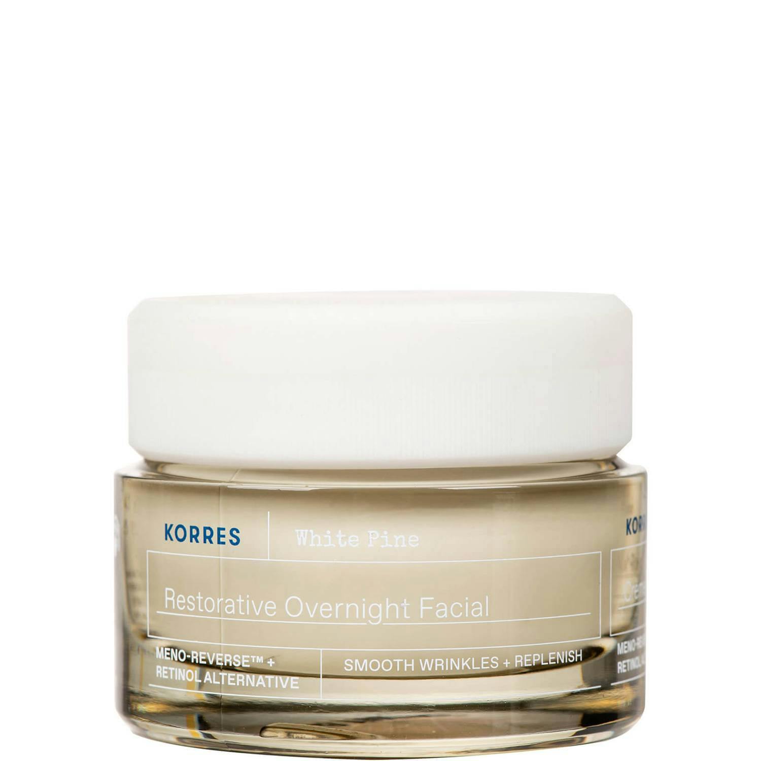 Korres White Pine Meno-Reverse Restorative Overnight Facial Нічний крем для відновлення об'єму