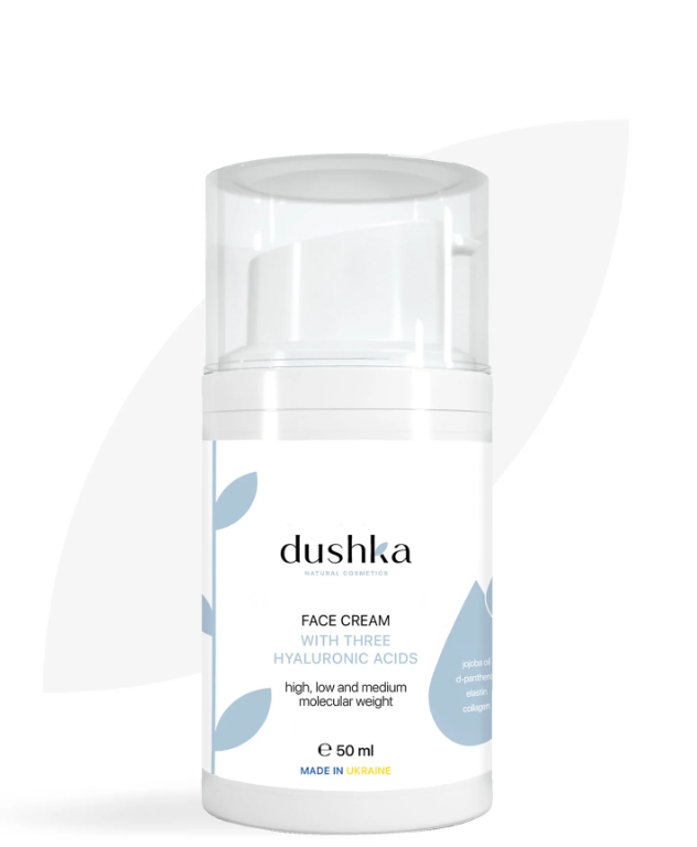 Dushka Face Cream With Three Hyaluronic Acid Крем для обличчя з трьома гіалуроновими кислотами