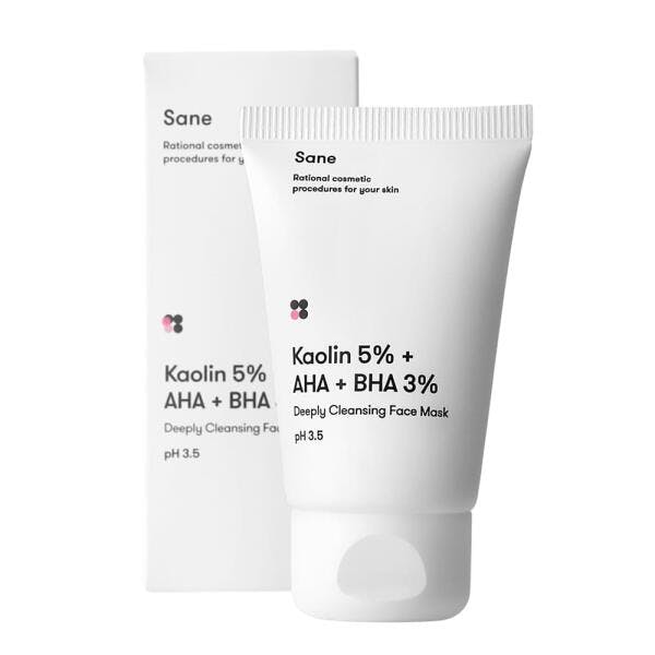Sane Kaolin 5% + AHA + BHA 3% Deeply Cleansing Face Mask Маска для обличчя із саліциловою кислотою для проблемної шкіри