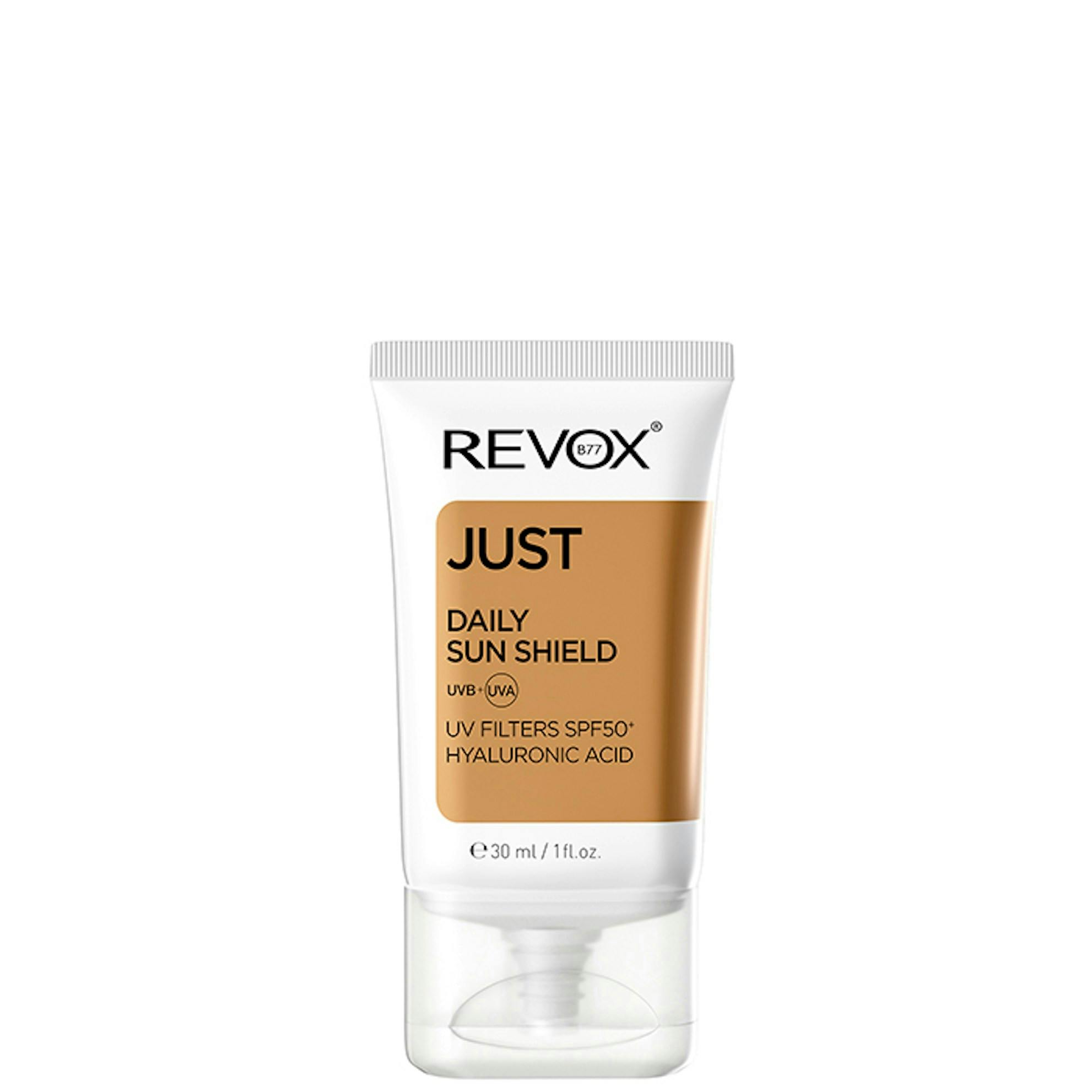Revox B77 Just Daily Sun Shield UVA+UVB Filters SPF50+ With Hyaluronic Acid Сонцезахисний крем для обличчя з SPF 50+ та гіалуроновою кислотою
