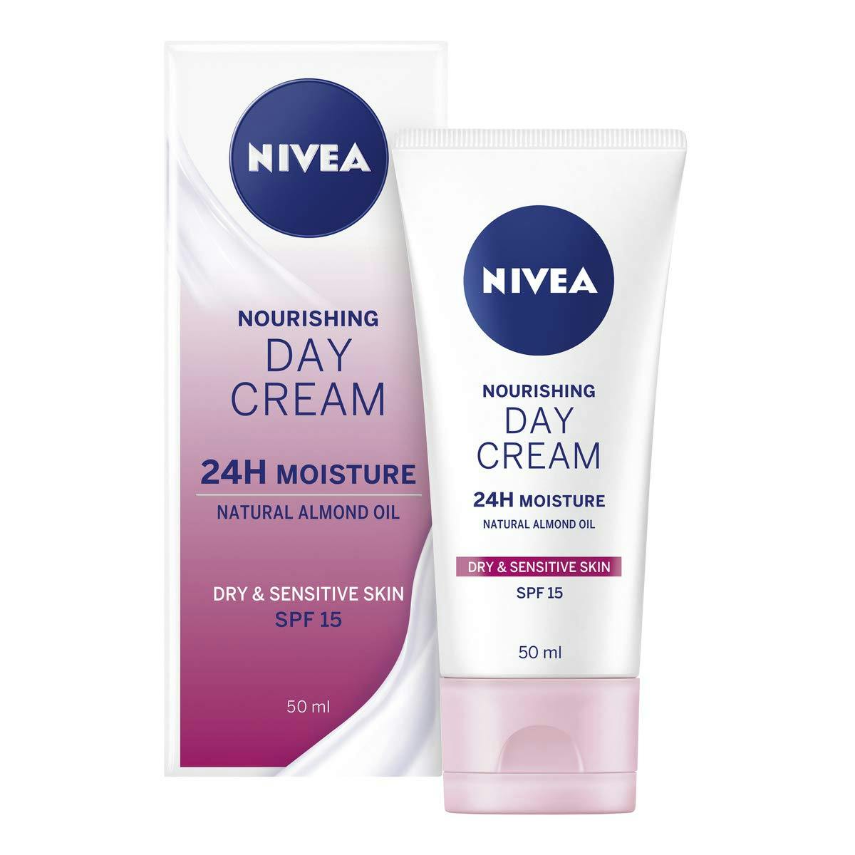 Nivea Rich Daily Moisturiser Cream Dry Sensitive Живильний денний крем SPF15 "Інтенсивне зволоження 24 години"