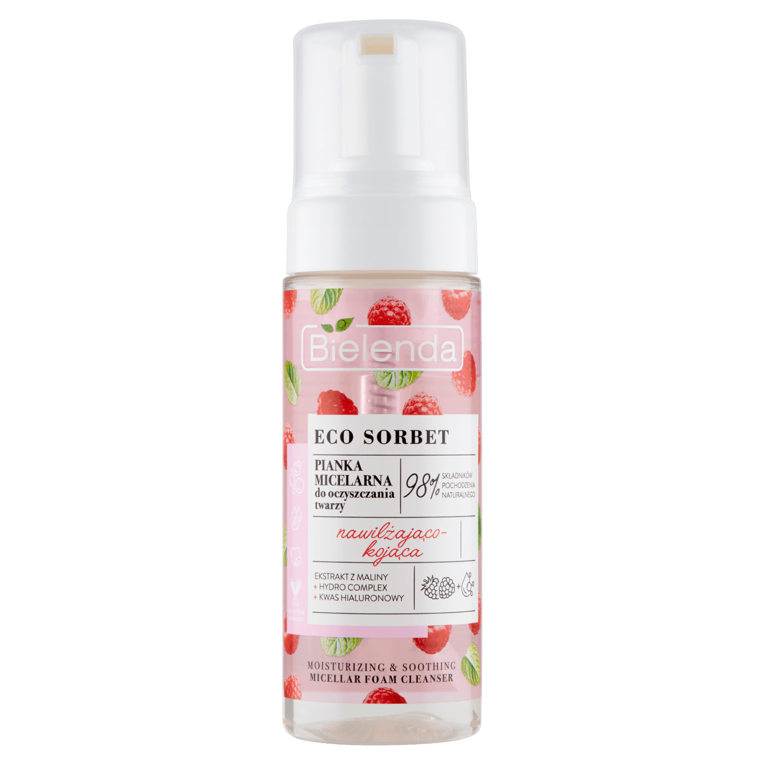 Bielenda Eco Sorbet Raspberry Micellar Cleansing Foam Пінка для вмивання з екстрактом малини