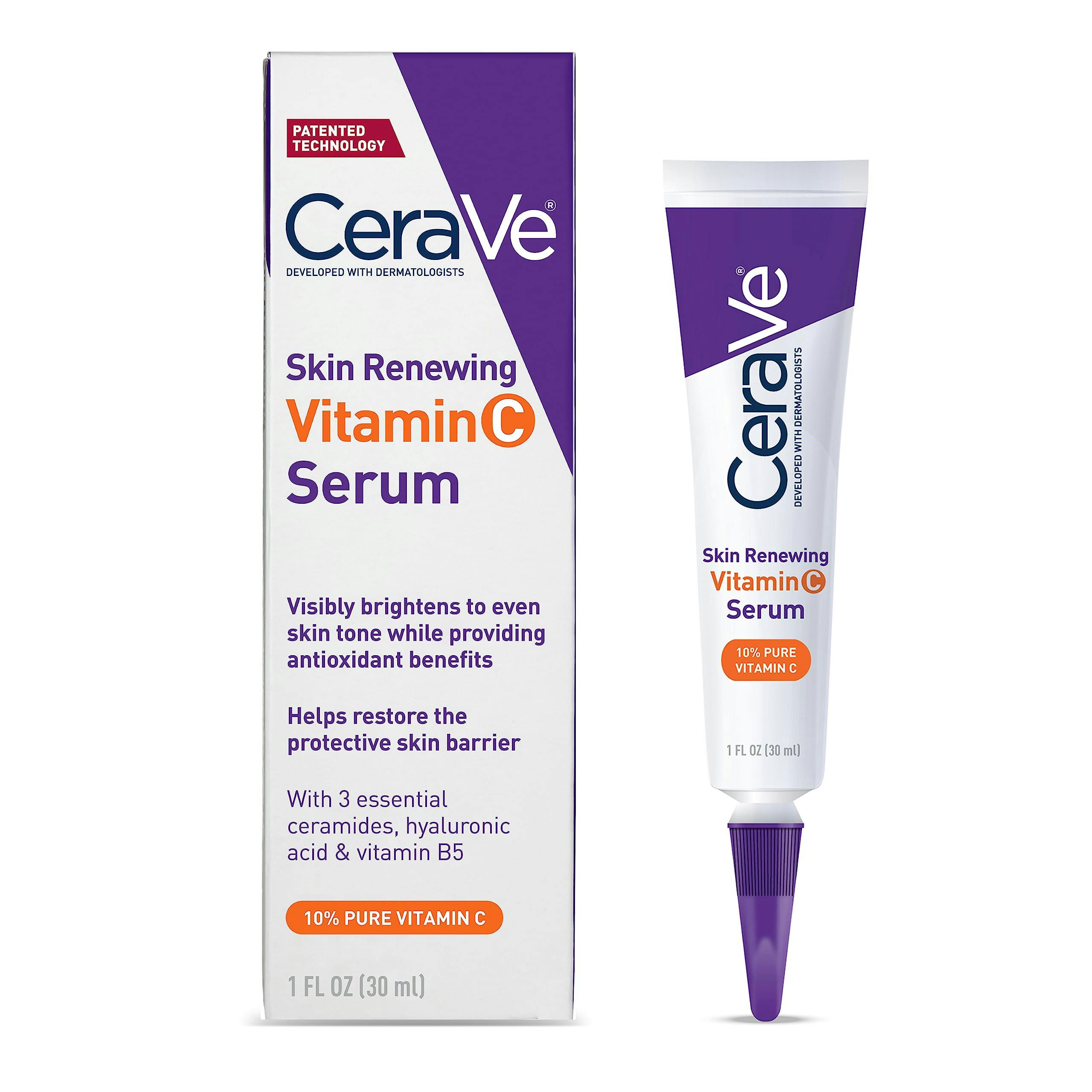 CeraVe 10% Pure Vitamin C Serum with Hyaluronic Acid and for Skin Brightening Сироватка для обличчя з 10% вітаміну С