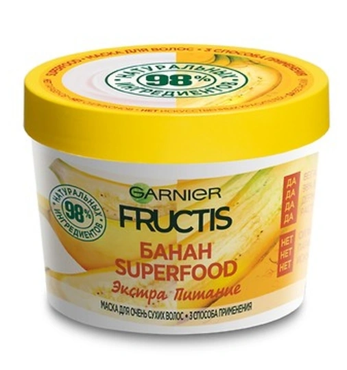 Garnier Fructis Superfood Mask Маска 3 в 1 "Банан", живлення для сухого і дуже сухого волосся
