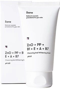 Sane Cleansing And Whitening Mask Очищувальна і відбілювальна маска з оксидом цинку і вітамінами РР, В1, Е, А, В7