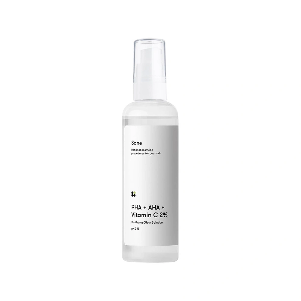 Sane Face Toner PHA + AHA + Vitamin C 2% Purifying Glow Solution Тонік для обличчя з АНА + РНА + вітамін С