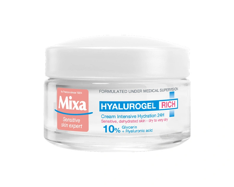 Mixa Hyalurogel Rich Intensive Hydration Cream Зволожувальний крем для обличчя, з гіалуроновою кислотою для чутливої та надсухої шкіри