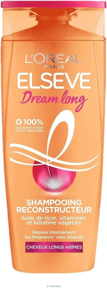 L'Oreal Paris Elseve Dream Long Shampoo Відновлюючий шампунь для довгого і пошкодженого волосся з рослинним кератином і касторовою олією