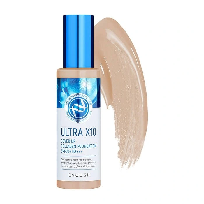 Enough Ultra X10 Cover Up Collagen Foundation SPF50+ PA +++ Зволожувальный тональний крем