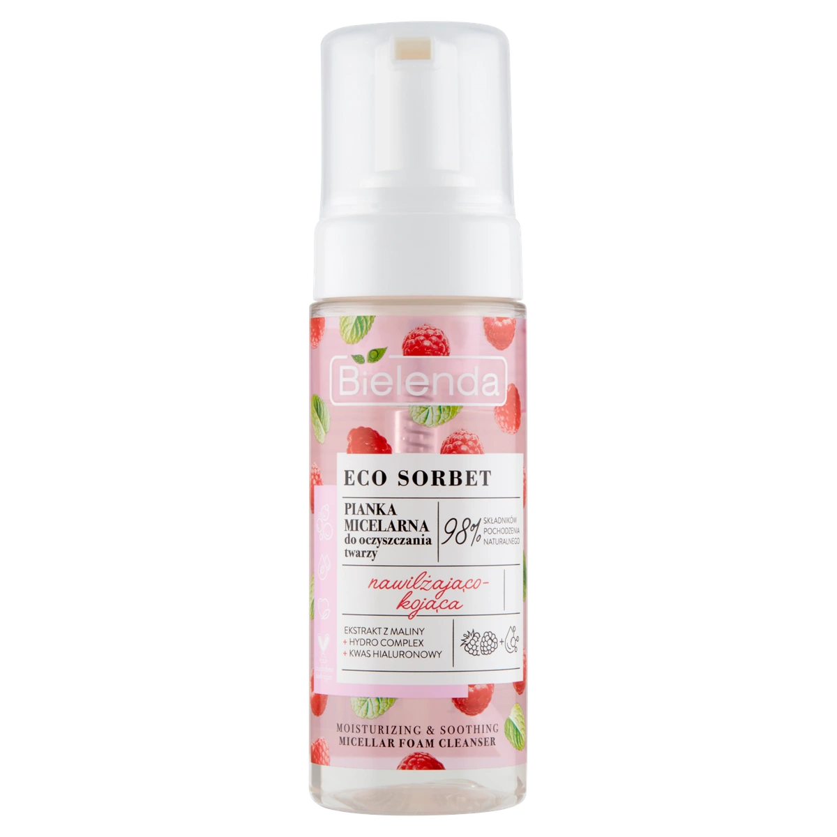 Bielenda Eco Sorbet Raspberry Micellar Cleansing Foam Пінка для вмивання з екстрактом малини