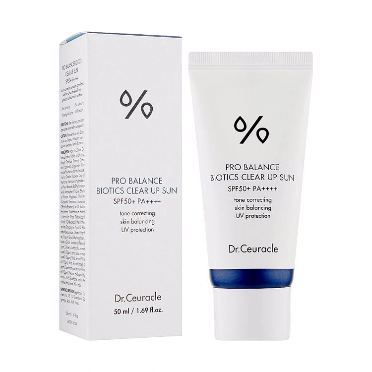 Dr.Ceuracle Pro Balance Biotics Clear Up Sun SPF50+ Сонцезахисний освітлювальний крем з пробіотиками
