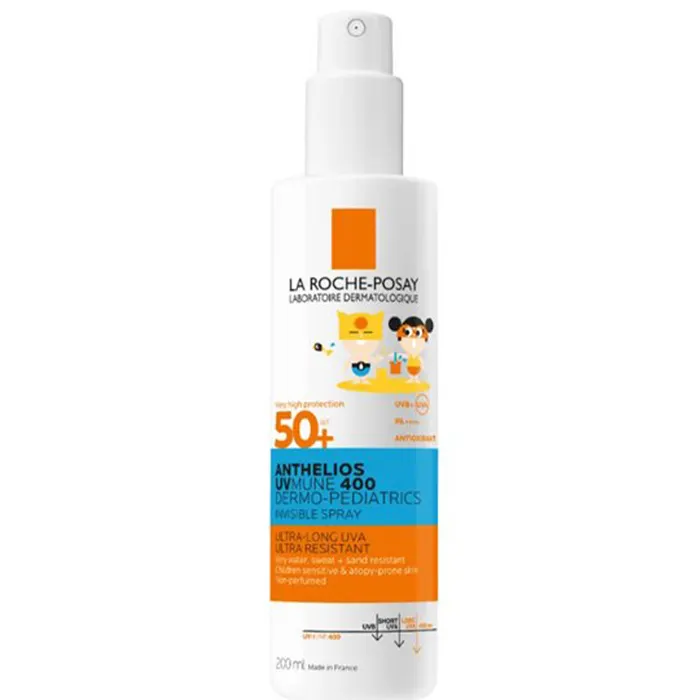 Roche-Posay Anthelios UVA 400 Dermo Pediatrics SPF50+ Сонцезахисний легкий спрей для чутливої та схильної до подразнень шкіри дітей, захист від UVB та дуже довгих UVA променів, SPF50+