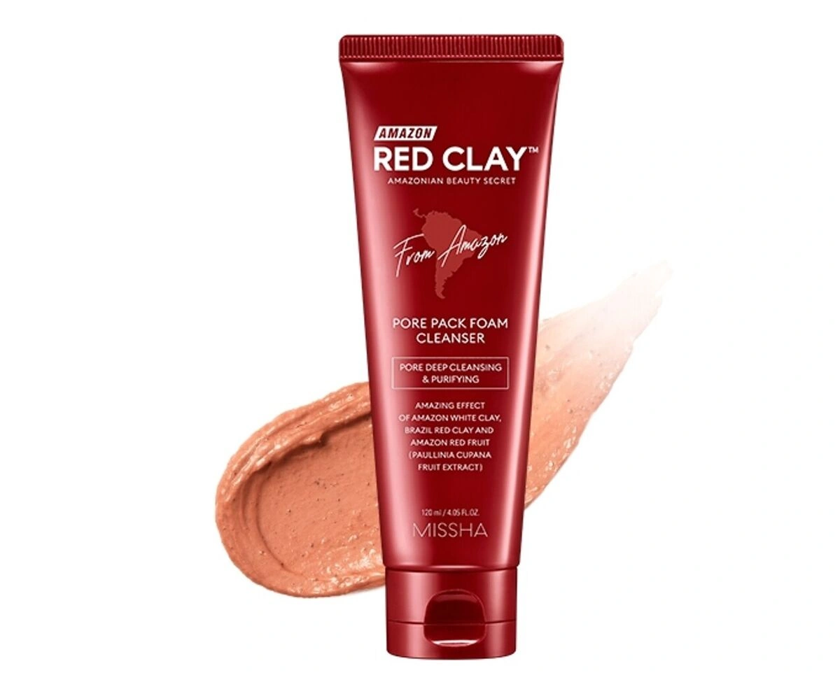 Missha Amazon Red Clay Pore Pack Foam Cleanser Пінка для вмивання обличчя з червоною глиною