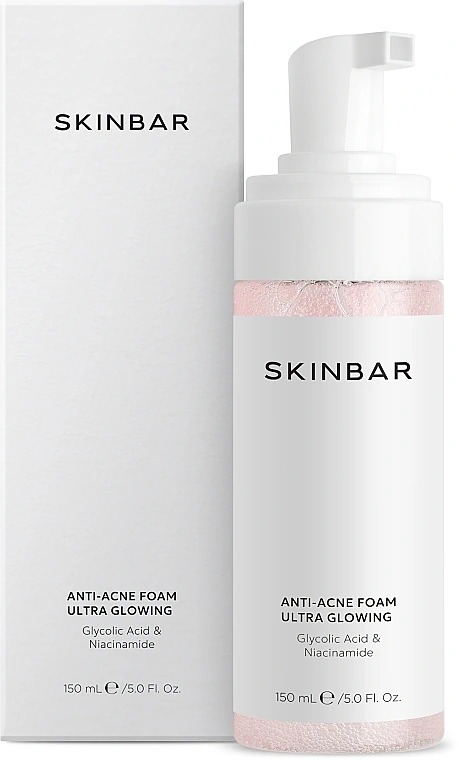 SKINBAR Glycolic Acid & Niacinamide Face Foam Пінка для обличчя антиакне з гліколевою кислотою і ніацинамідом