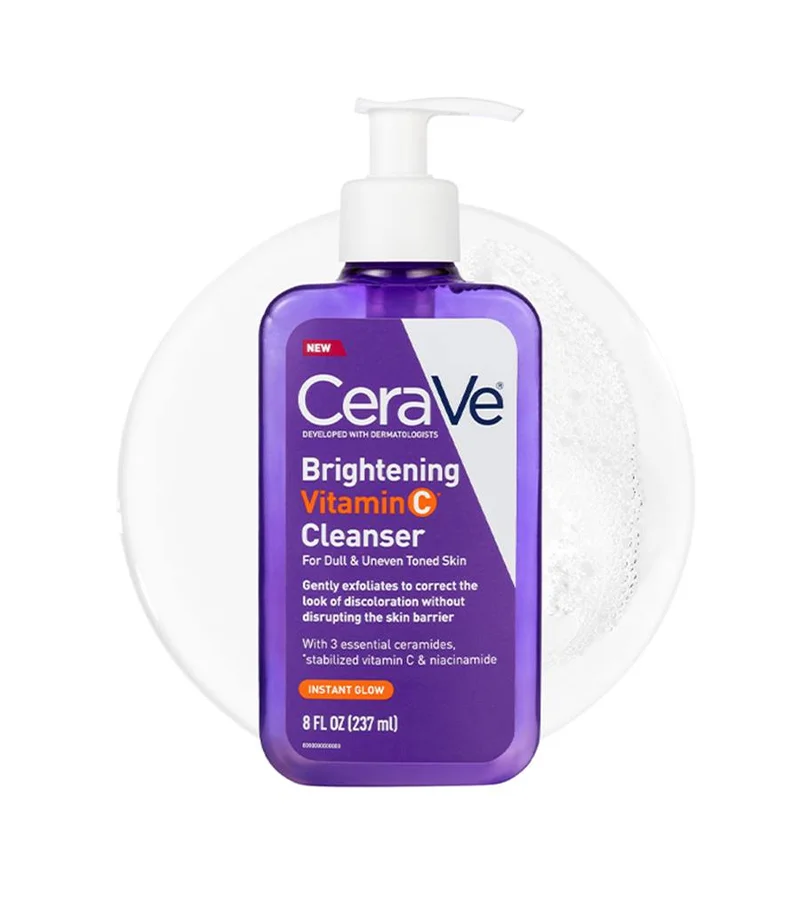 Cerave Brightening Vitamine C Cleanser Очищуючий гель з вітаміном С для надання сяйва та вирівнювання тону шкіри обличчя